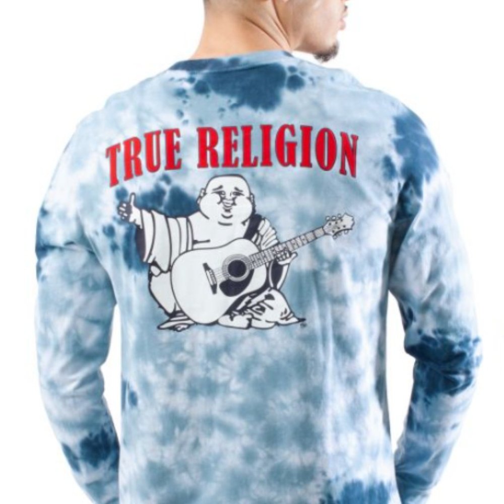 TRUE RELIGION TIE DYE LONG SLEEVE CLASSIC LOGO TEE Men – Ocean Waves Tie Dye
